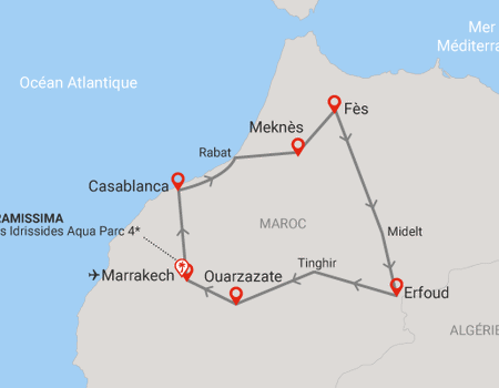 Circuit Richesses des villes impériales au grand sud marocain + extension Framissima Idrissides Aqua Parc **** - 2