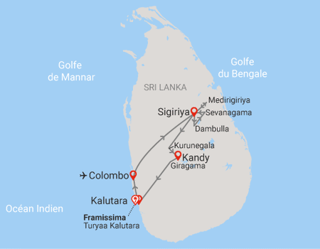 Combiné circuit et hôtel Circuit Joyaux du Sri Lanka (privatif) & plage au Framissima Evasion Turyaa **** - 2