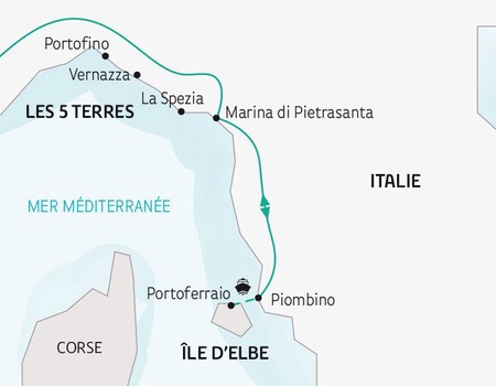 Circuit San Rémo, l'île d'Elbe, les Cinque Terre et Portofino (au départ du Sud de la France)