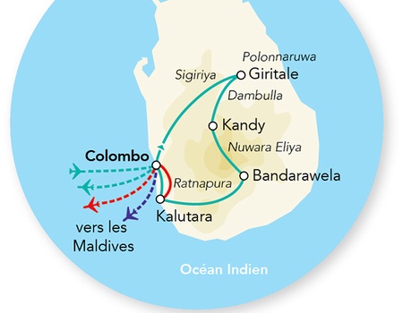 Splendeurs du Sri Lanka & Extension Eri Maldives 4* Maldives 13J/10N - 2026 - Limité à 28 pers. - 2