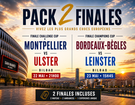 Pack Finales Champions Cup et Challenge Cup 2026 de Rugby + Hôtel 4* à Bilbao - 1