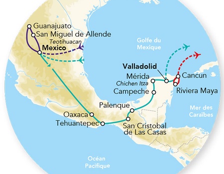 Circuit Pré-voyage Mexique Colonial et Splendeurs du Mexique Extension Riviera Maya Hôtel 4* -19J/16N - 2