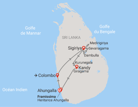 Combiné circuit et hôtel Circuit Joyaux du Sri Lanka (privatif) & plage au Framissima Evasion Heritance Ahungalla ***** - 2