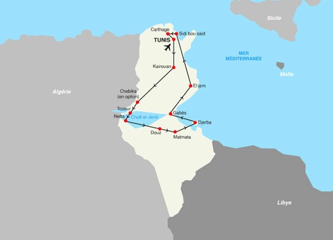 Circuit la balade Tunisienne & Extension au Monarque Club Rivage 4* - 4