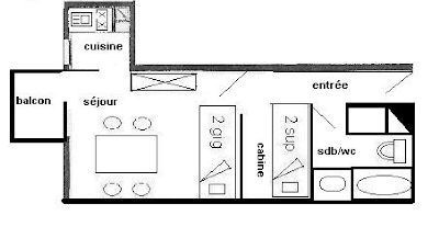Studio 3/4 pers - LES HAMEAUX 1 - PLAGNE VILLAGES - ref 116H1 - 7