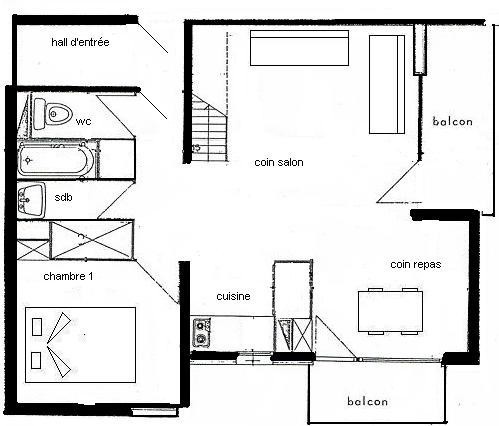 Duplex 6/7 pers - LES AOLLETS - PLAGNE VILLAGES - ref 306AO - 2