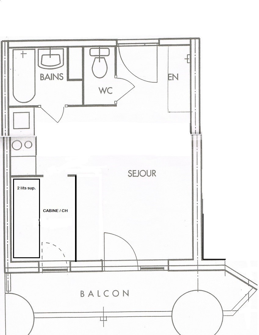 Div. ou 2P 4/5 pers. 4 couchages LE CERVIN - PLAGNE SOLEIL - ref 518CE - 6