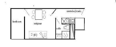 Studio 2/3 pers. 2 couchages LE FRANCE - PLAGNE CENTRE - ref 508FR - 2