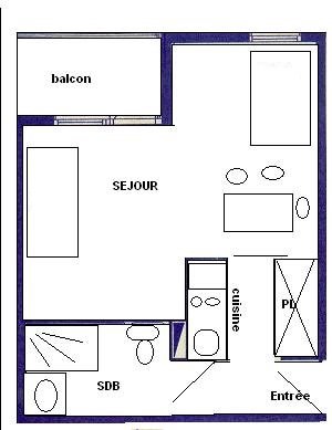Studio 3 pers 4 couchages LES GENTIANES - PLAGNE VILLAGES - ref D31GE - 2