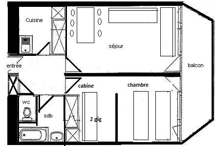 2 Pièces cabine 5 pers - LE FRANCE - PLAGNE CENTRE - bon confort - ref 833FR - 11