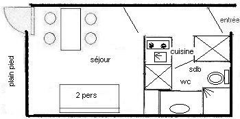 Studio 2/3 pers.PLAGNE VILLAGES - avec Wifi - ref 009PS - 2