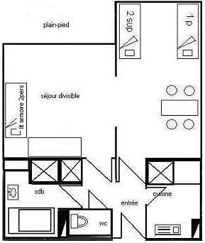 Studio divisible 4/5 pers - LE SQUAW VALLEY - PLAGNE VILLAGES - ref 035SQ - 9