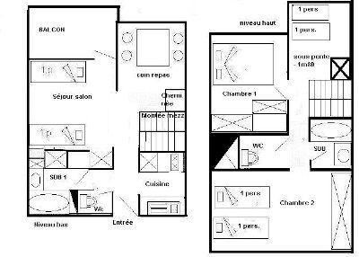 Duplex 2 chambres 6/7 pers - LE BELVEDERE - PLAGNE VILLAGES - ref 047BE - 11